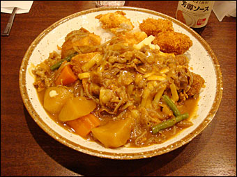 Beef and Potato Curry with Various Toppings