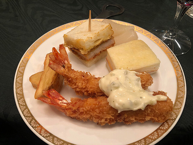 Deep-Fried Shrimps, Pork Cutlet Sandwich, and French Fries