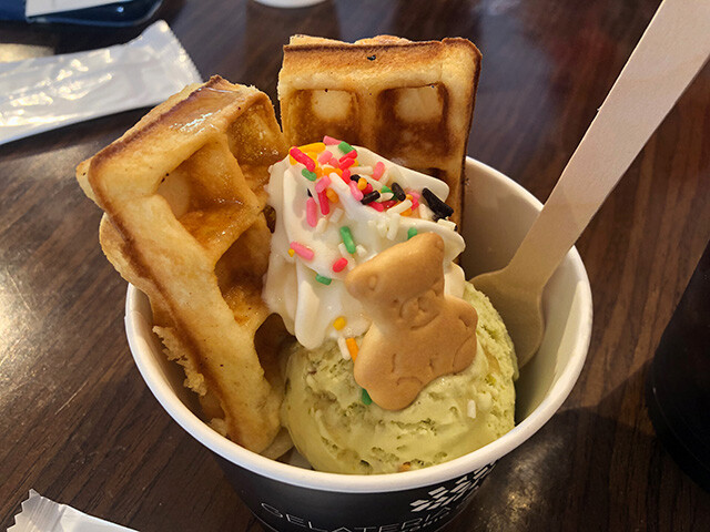 Pistachio Gelato with Waffle