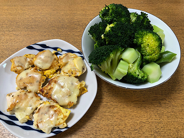 Grilled Chicken Breast with Egg and Cheese and Boiled Broccoli