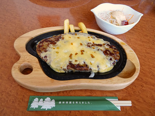 Cheese Gulliver Burg Steak with Dish Salad