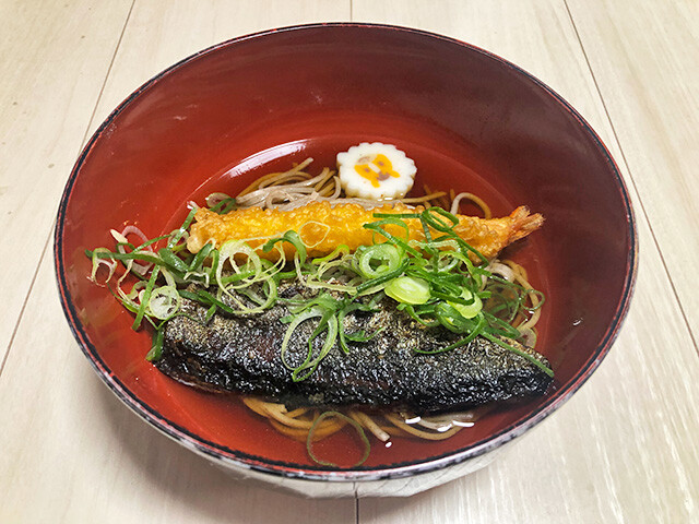Herring Soba with Shrimp Tempura