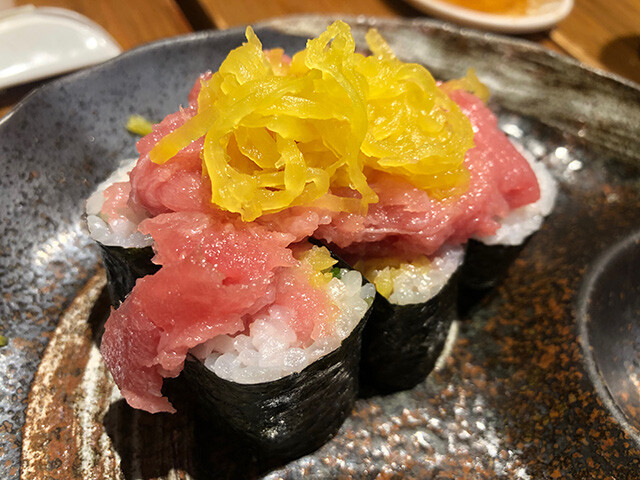 Fatty Tuna and Pickled Radish Sushi