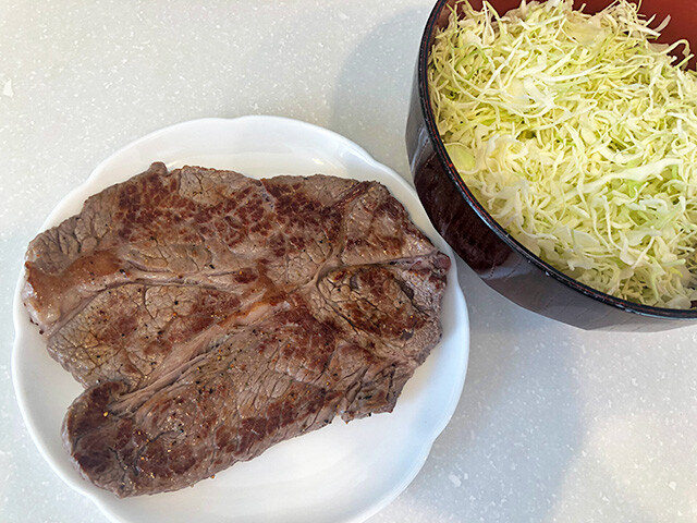 Chuck Eye Roll Steak with Cabbage