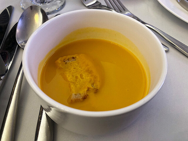 Sweet Pumkin Soup with Sweet Potato Puree