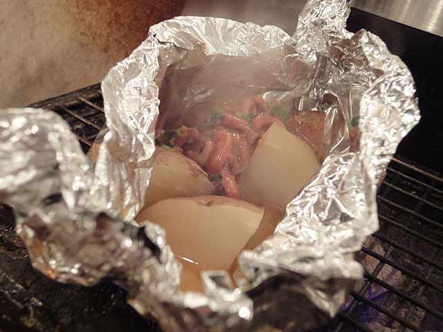 Potato and Squid Innards Roasted in Foil