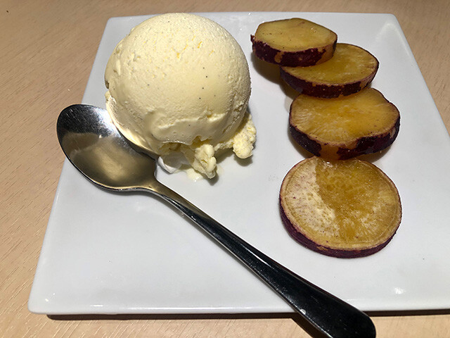 Sweet Potato with Honey and Vanilla Ice Cream