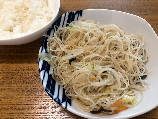 Fried Rice Noodles with Rice
