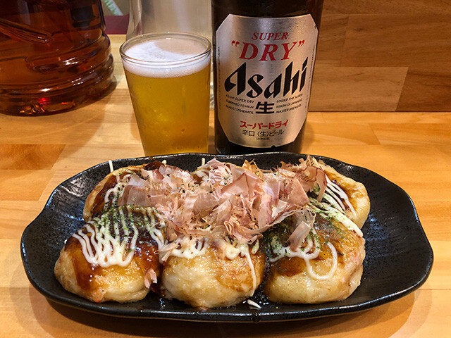 Takoyaki and Bottled Beer