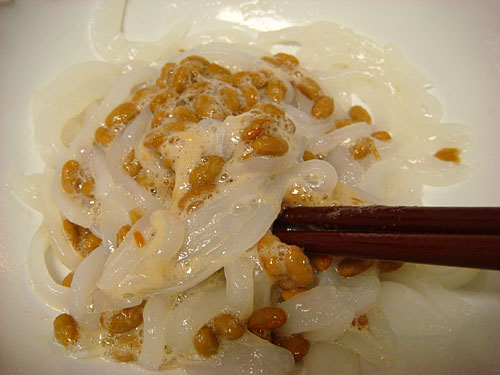 Squid Noodles with Natto