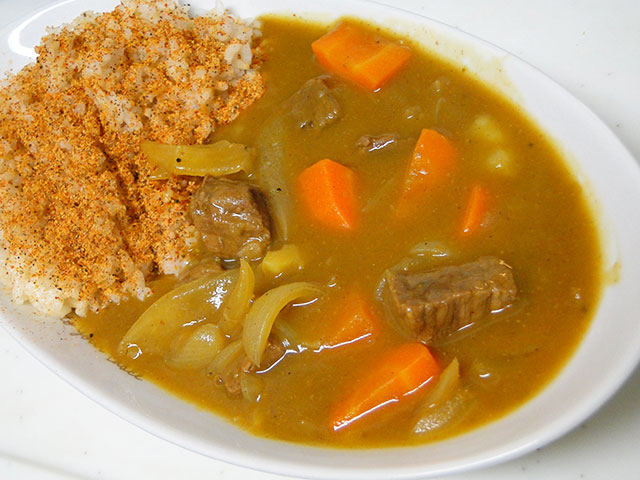 Homemade Low Fat Beef Curry with Sprouted Brown Rice