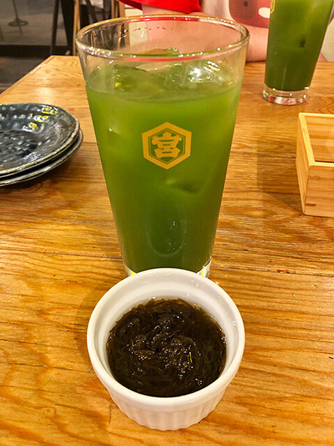 Green Tea Chuhai and Appetizer