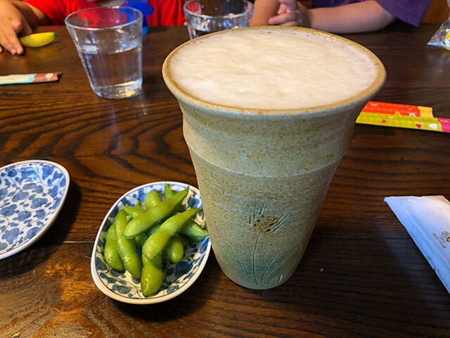 Draft Beer and Edamame