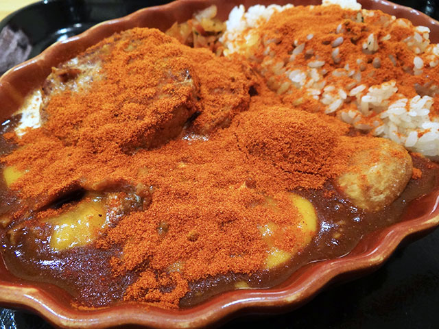 Beef Curry with Hamburg Steak and Cheese