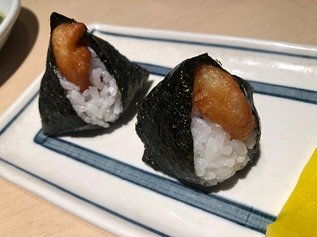 Rice Ball with Shrimp Tempura