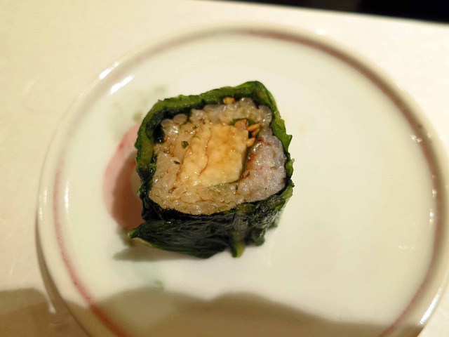 山芋と梅肉の広島菜巻き_edit