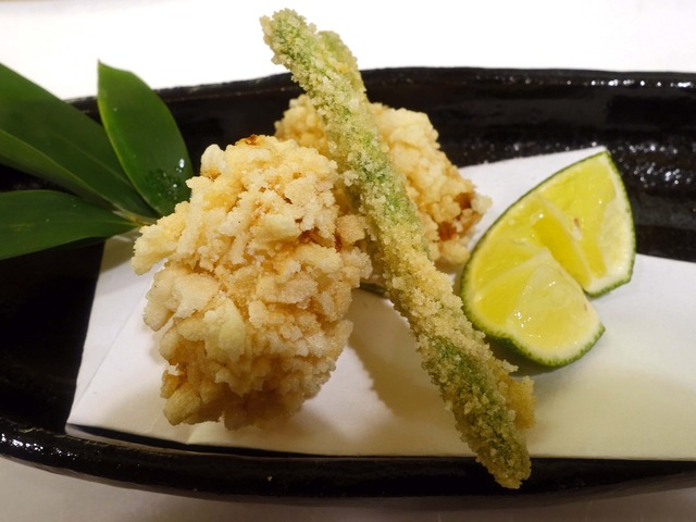 マナガツオとインゲンのあられ揚げ 2_edit