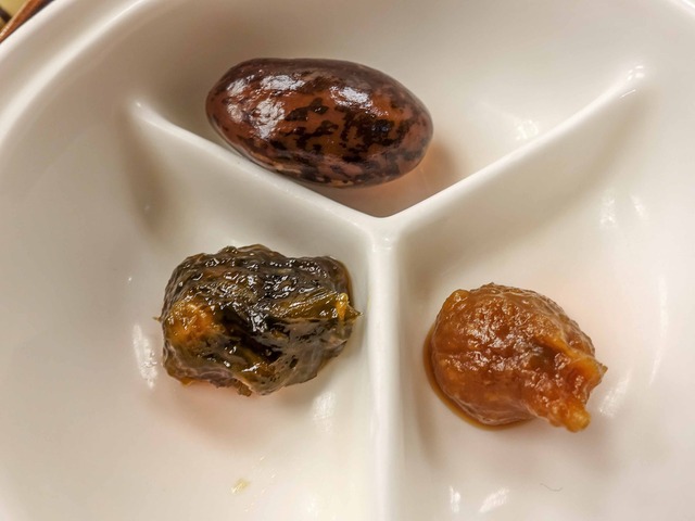 花豆蜜煮,辛味噌,ふきのとう海苔_edit