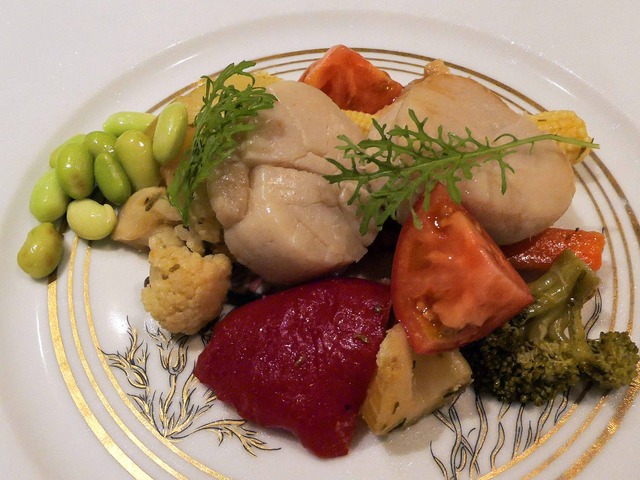 季節野菜のエチュベ,ホタテのマリネを添えて 1_edit