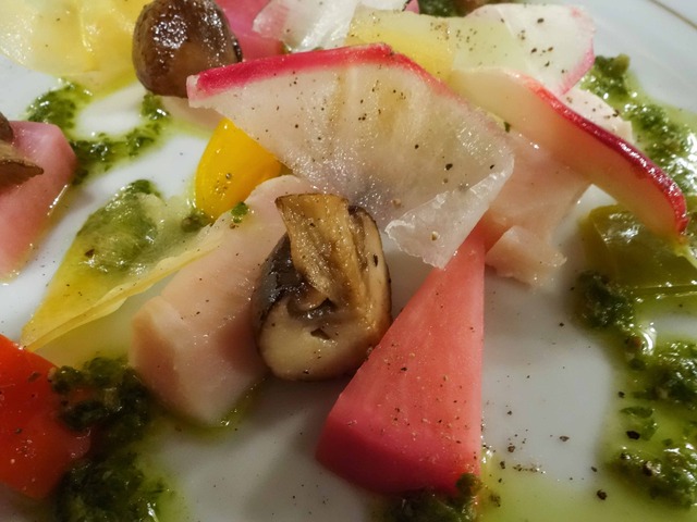 鶏ハム,ブラウンマッシュルーム,季節野菜のサラダ 7_edit