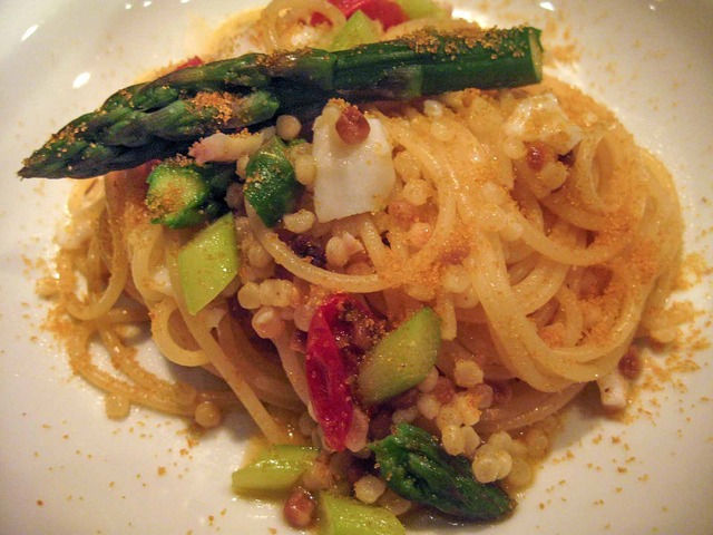 ハタとアスパラ,自家製ドライトマトのスパゲッティーニ 1_edit