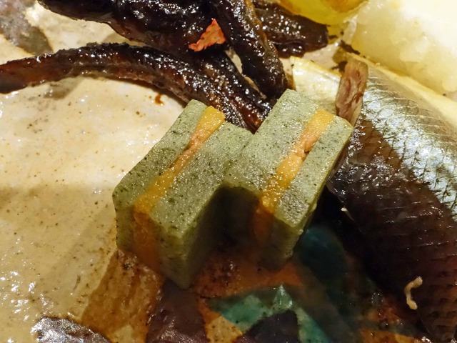 八寸(よもぎ麩,自家製カラスミ) 2_edit