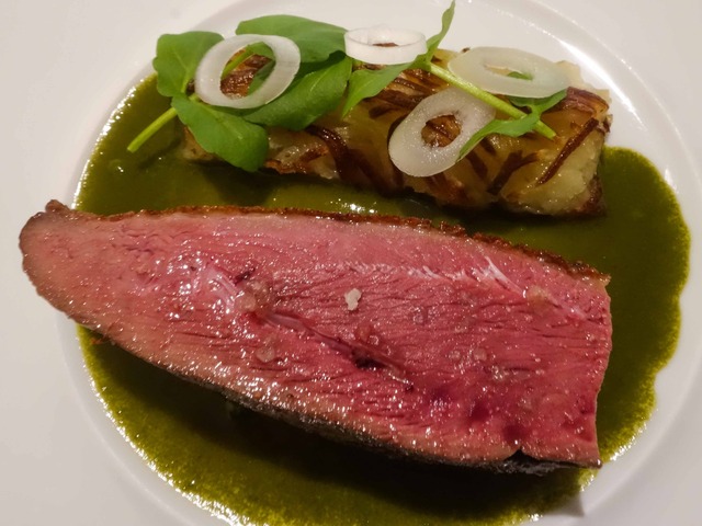 鴨胸肉のロースト,クレソンソース 3_edit
