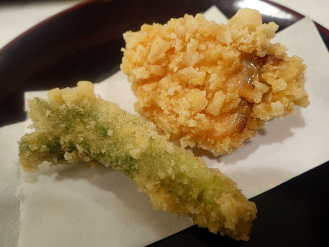 サクラマスとタラの芽のあられ揚げ 3_edit