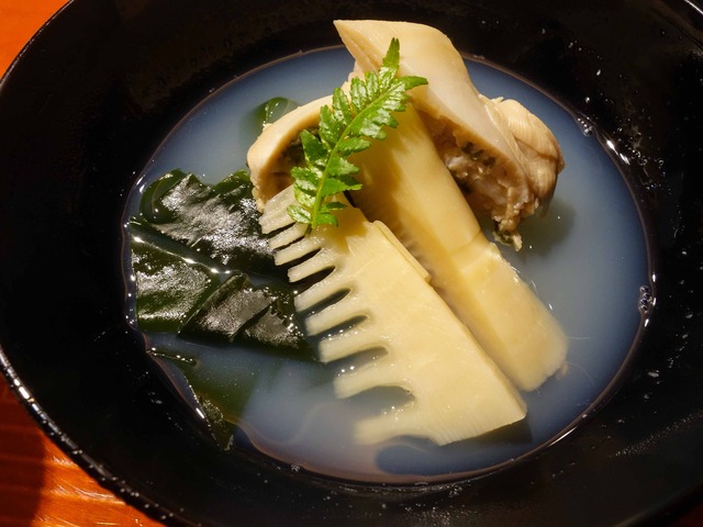 ハマグリ,あおさのりの真薯,ワカメ,タケノコのお椀 1_edit