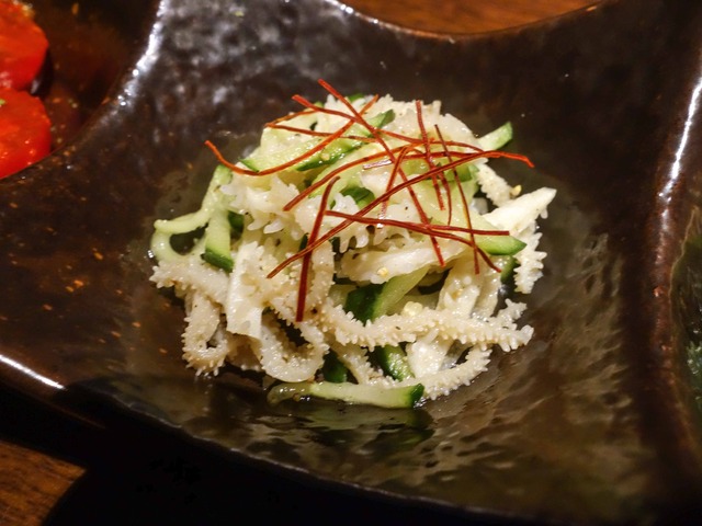 前菜 3 種盛(白センマイの和え物)_edit