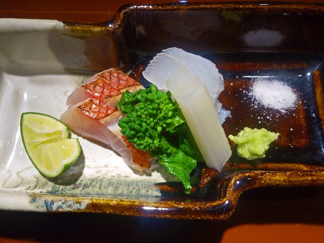 お造り(金目鯛,アオリイカ) 1_edit