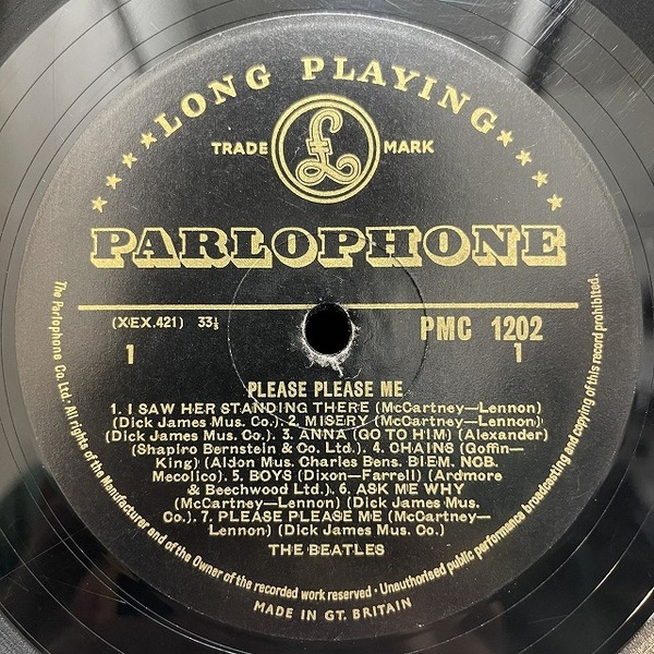 洋楽 GOLD PARLOPHONE BEATLES PLEASE PLEASE ME The Beatles. Please Please Me LP, 1963. Black and Gold