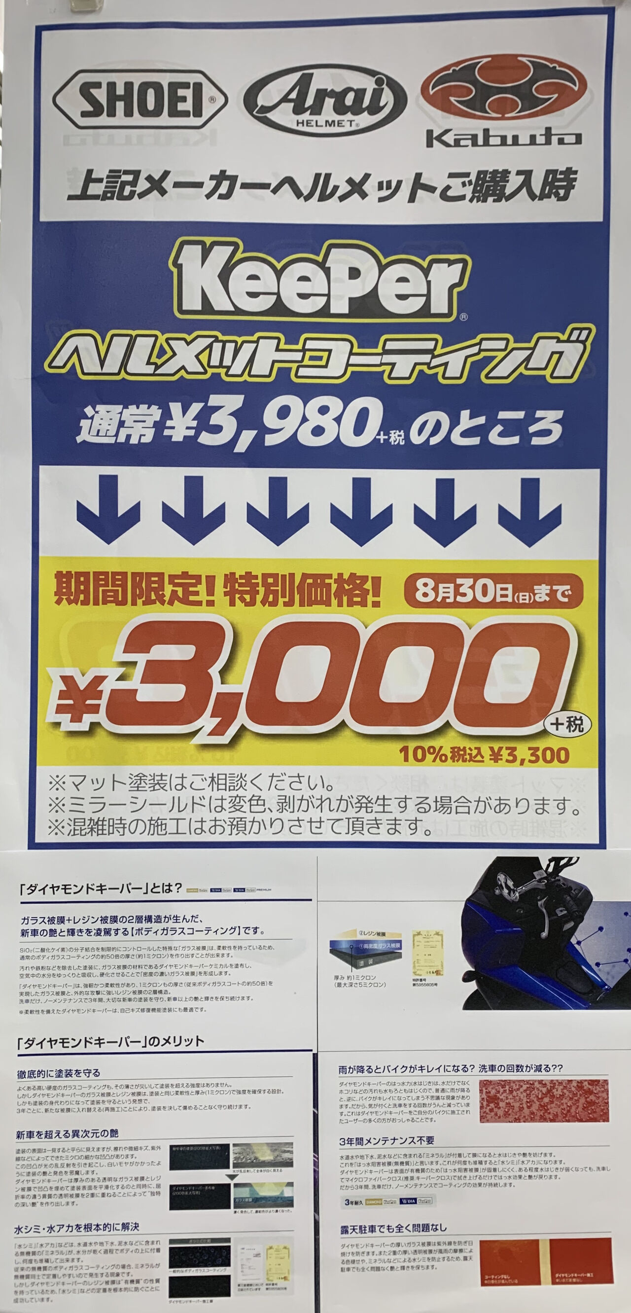 福岡2りんかん ご好評につき延長！！ヘルメットKeePerコーティング