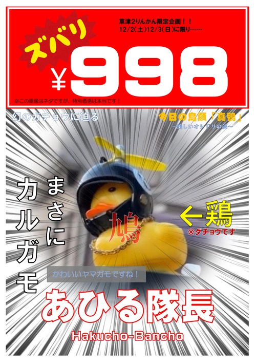 草津2りんかんブログ更新】アヒル隊長をお迎えしましょう。 : 2