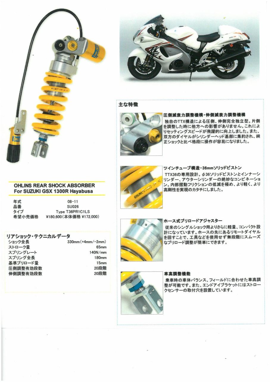 GSX1300ハヤブサ オーリンズ TTXリヤショック取付【和光