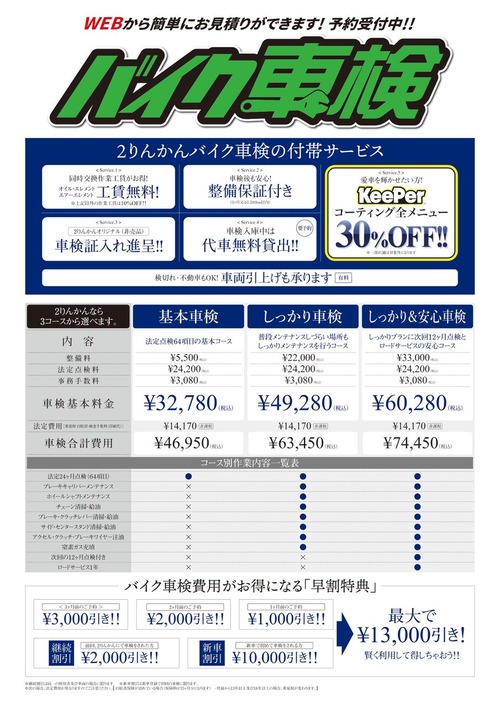 車検料金表2021ver