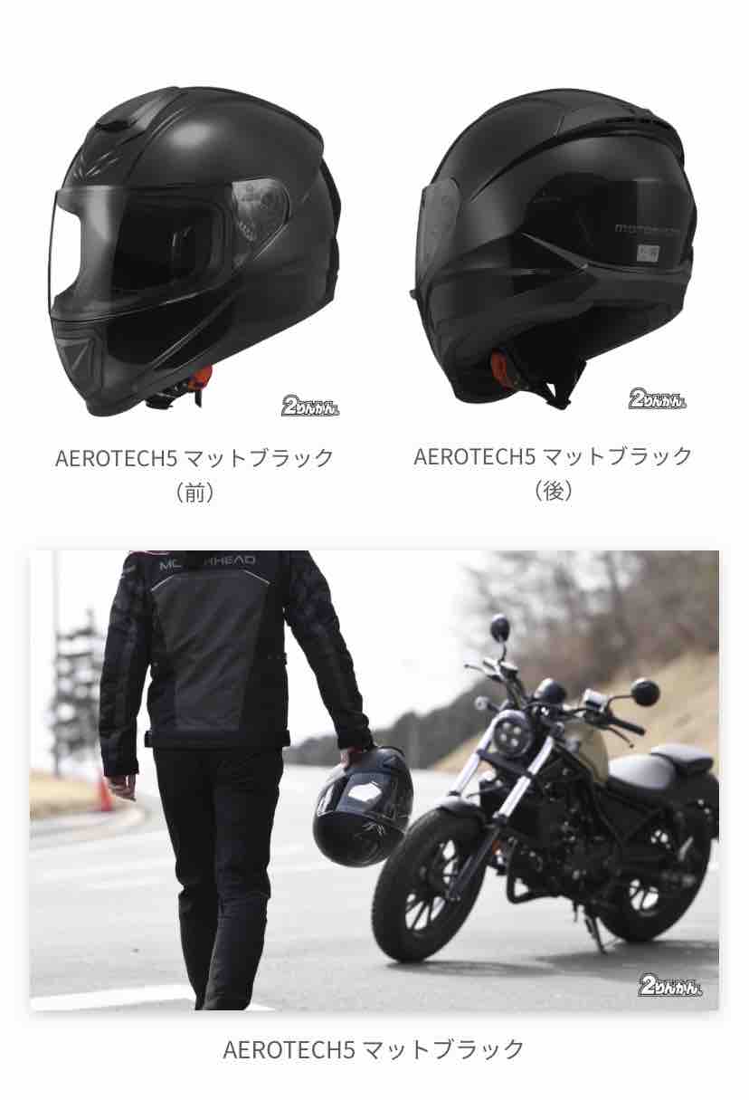 モーターヘッド AEROTECH5 マットブラック Sサイズ （モーター