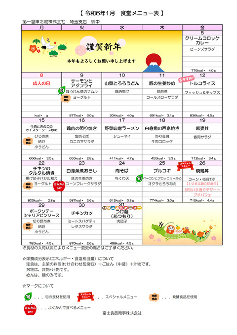 献立表(6.1)
