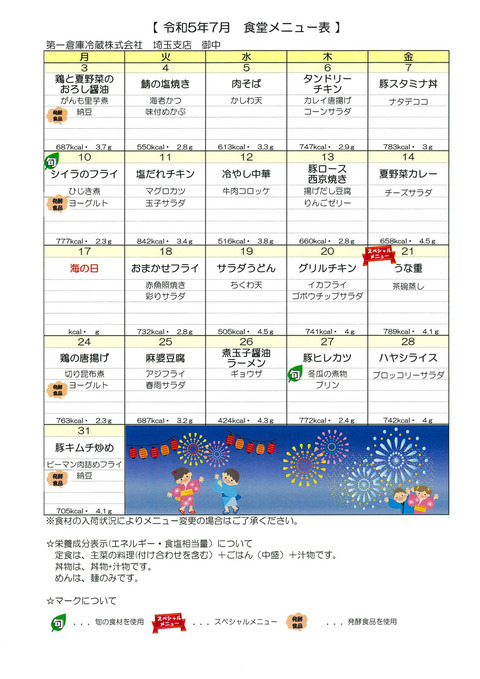献立表(5.7)