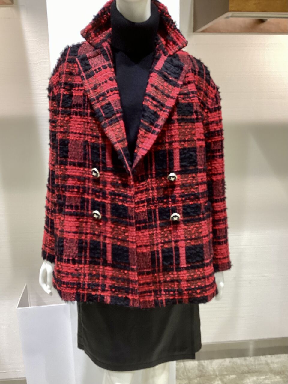 美品✨コトゥー　マリアケント　ツイードコート 42 衿ミンクファー　Aライン マリアケントのツイード素材のジャケットコート : DUALVIEW 白金