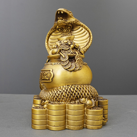 BrassWealthSnakeOrnamentCornucopiaSnake3