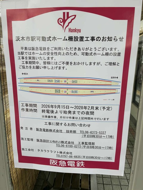 阪急茨木市駅ホームドア