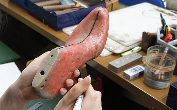 木型に中心線をひくこと 靴の自作工房hiro 趣味コース