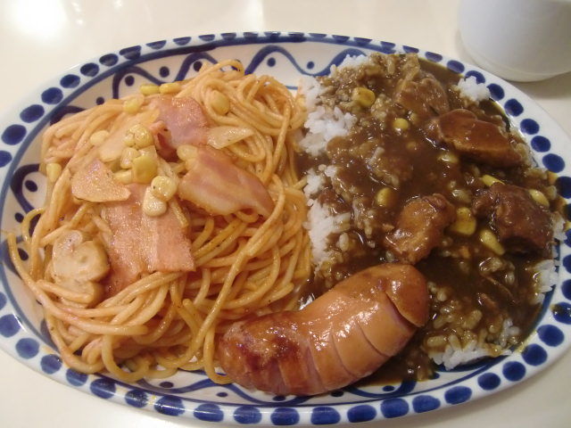 ちくらっぽのナポリタン×カレーライス