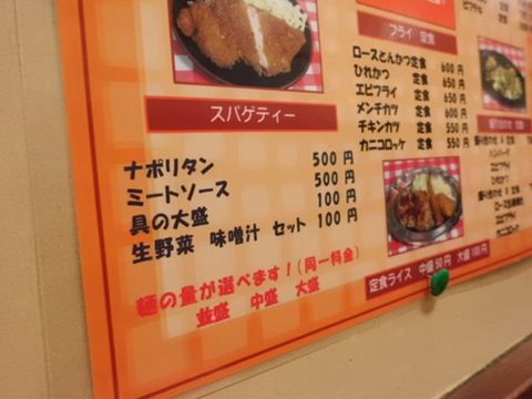 フクノヤのスパゲティメニュー