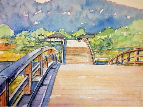 水彩画 橋と街並み 中央区ホームページ／11 勝どき橋（水彩画） 市川 辰雄
