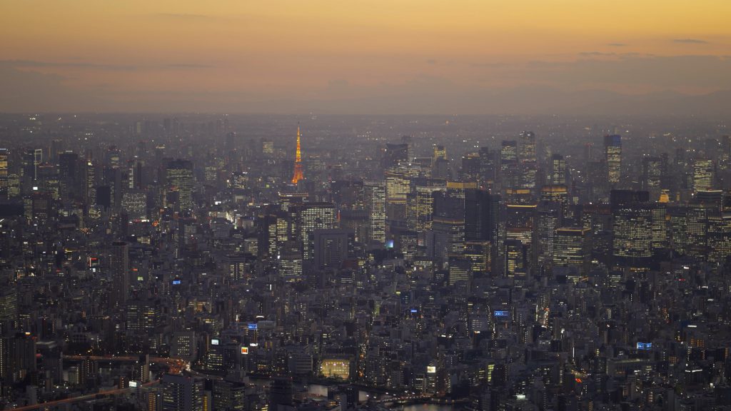 東京スカイツリーから見た東京タワー