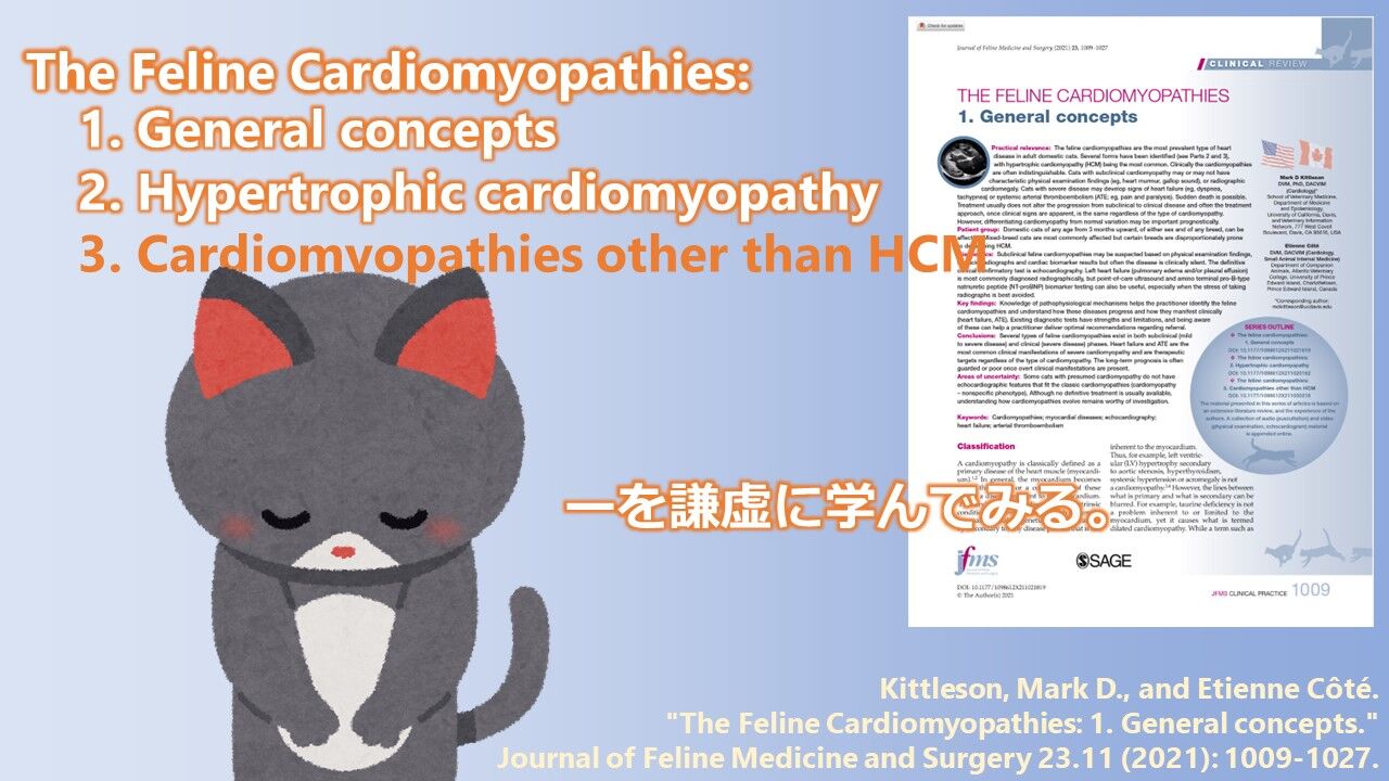 文献：猫] 猫の心筋症JFMS2021秋…その2（PMID: 34693806） : 動物医療
