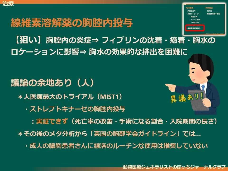 文献 犬猫 膿胸管理15レビュースライド版7 治療 胸腔洗浄 線維素溶解薬 Pmid 動物医療ジェネラリストのぼっちジャーナルクラブ