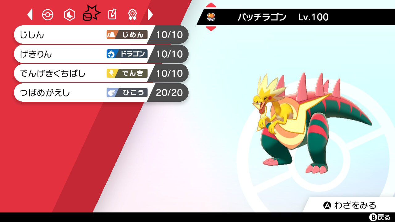 育成論 高火力パッチラゴン エビチキのポケモン剣盾 タイプ統一パ育成記録